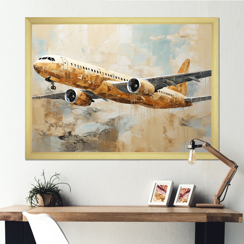 Passenger Plane Wings Of Adventure - Plane Wall Art Prints, Cadre photo doré simple, H 12 po x l 20 po x P 1 po