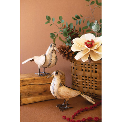  Vintage Style Metal Pigeon Statues 2xSet of Two - 13"L