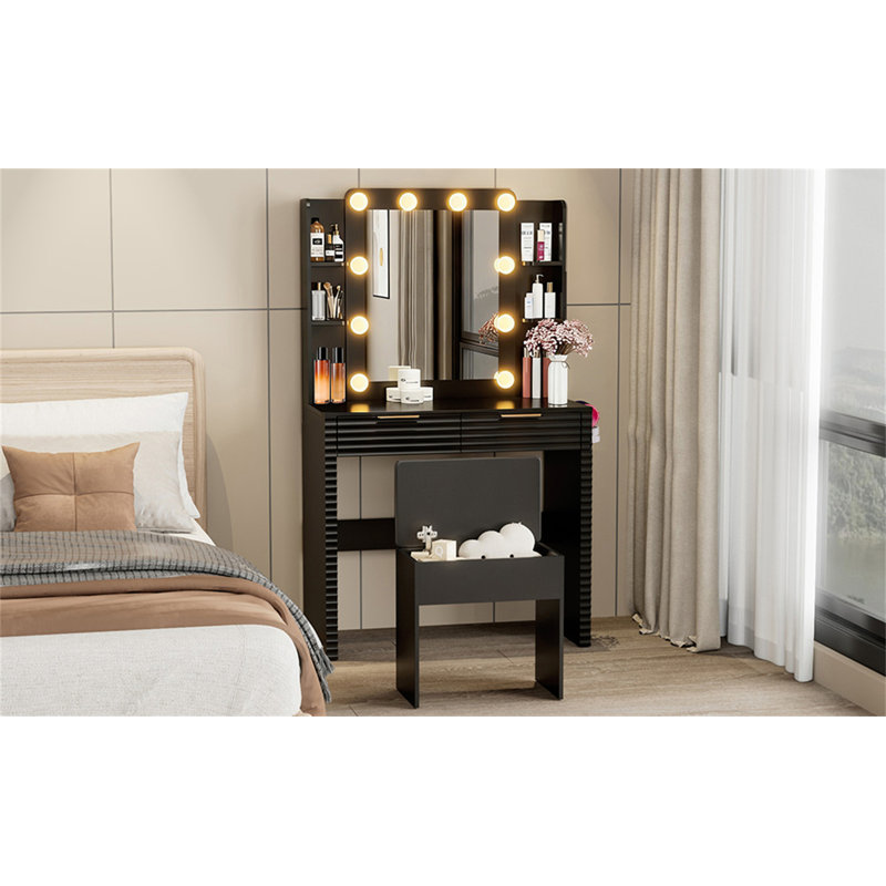 Bureau de maquillage avec 10 ampoules Hollywood