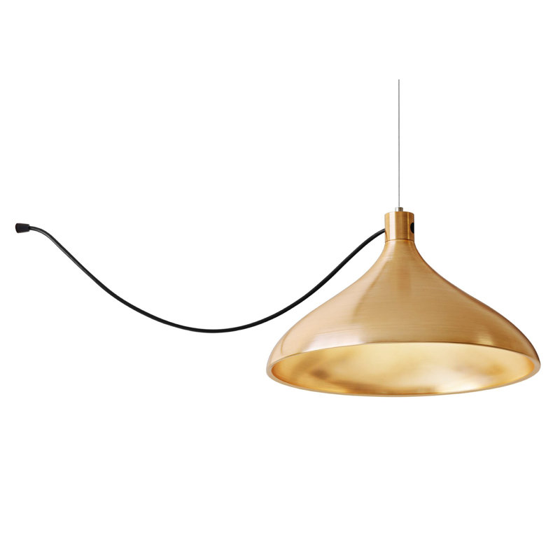 Swell String Single Pendant, Brass, 120" H x 16" W x 16" D