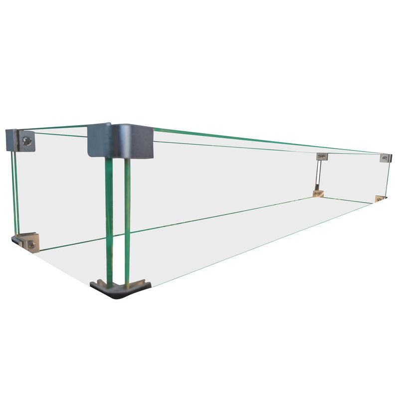 Rectangle Glass Fire Pit Accessory, 5" H x 34" W x 7" D