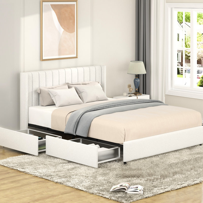 Lit tapissier moderne avec loquet et porte-clés 4 compartiments