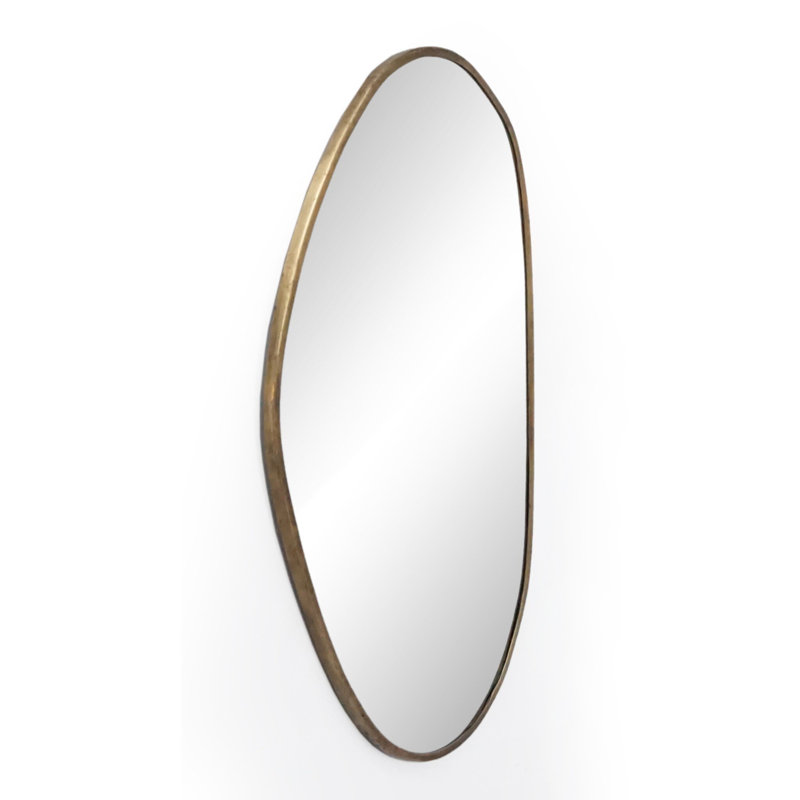 Brinley Flat Metal Wall Mirror, Antique Brass