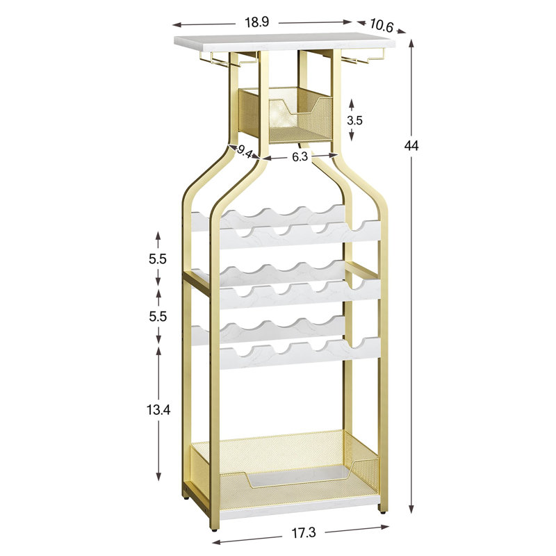 Wine Bottle Rack, White/Gold