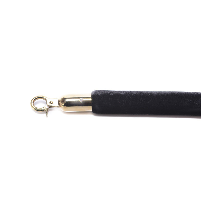 VIP Crowd Control Rope Stanchion (2 Flat Top/Flat Base + 6' Rope), Gold/Black