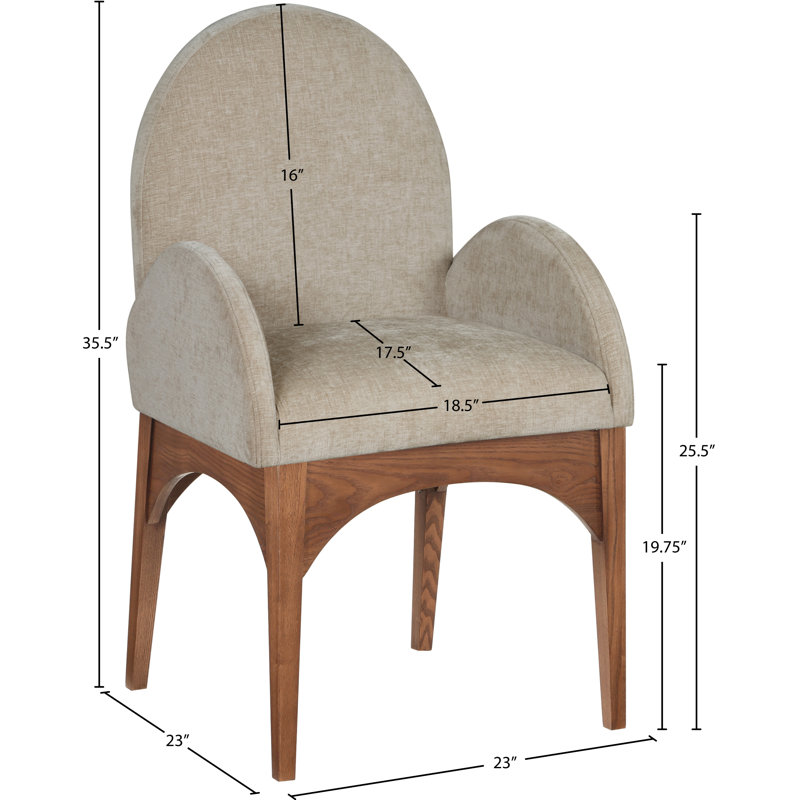 Waldorf 19.75'' H Upholstered Armchair, Beige, Walnut