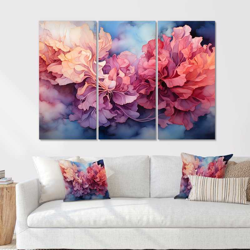 «Clouds Storm», encre liquide, paysage, ensemble d'art mural sur toile, H 28 po x l 36 po x P 1 po