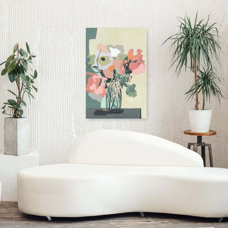 Art floral abstrait contemporain découpé, H 36 po x l 24 po