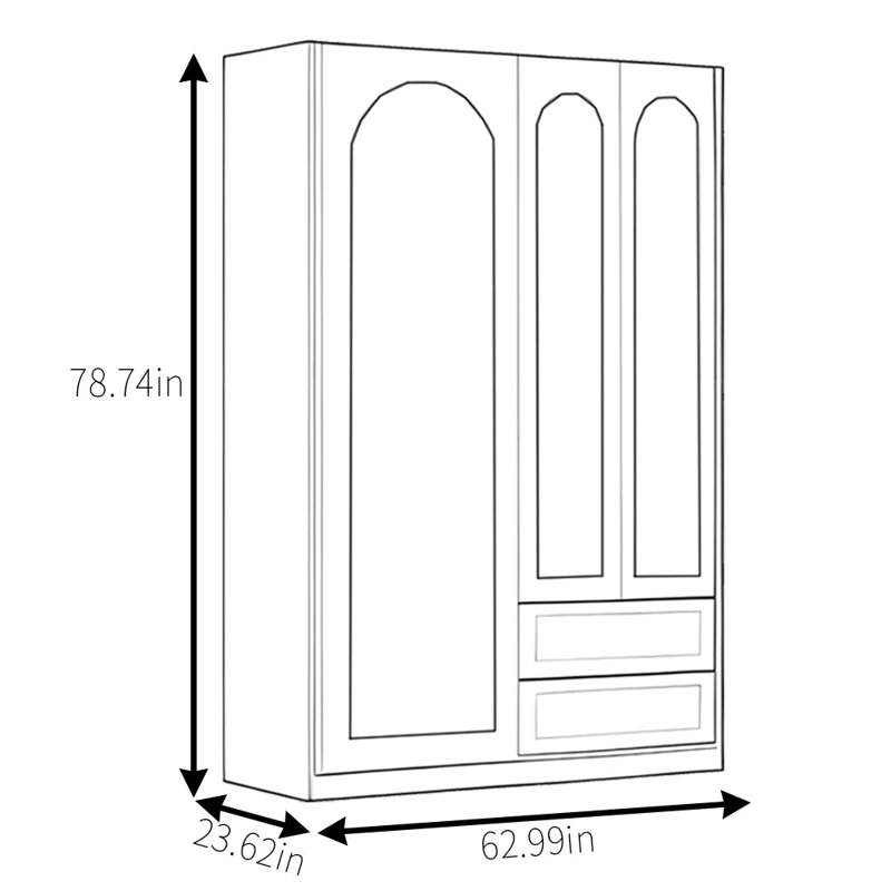 Garde-robe simple Simple Fashion, 78.74" H x 62.99" W x 23.62" D