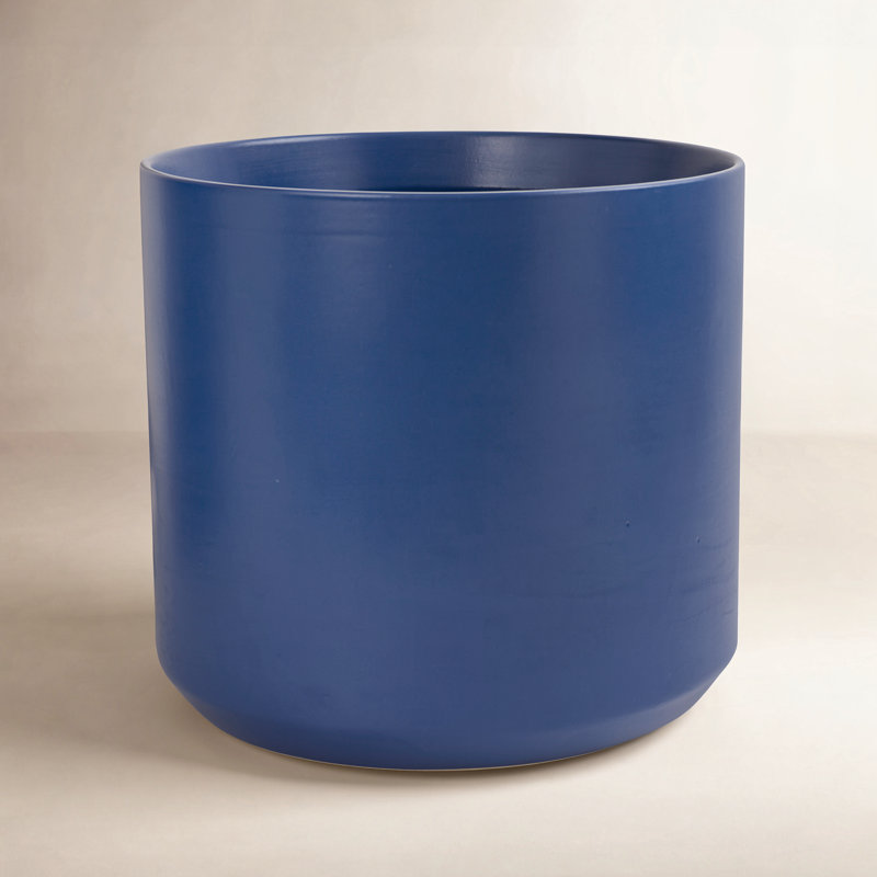 Pot à fleurs en céramique Parsons, H 10 po x l 10,75 po x P 10,75 po, Bleu