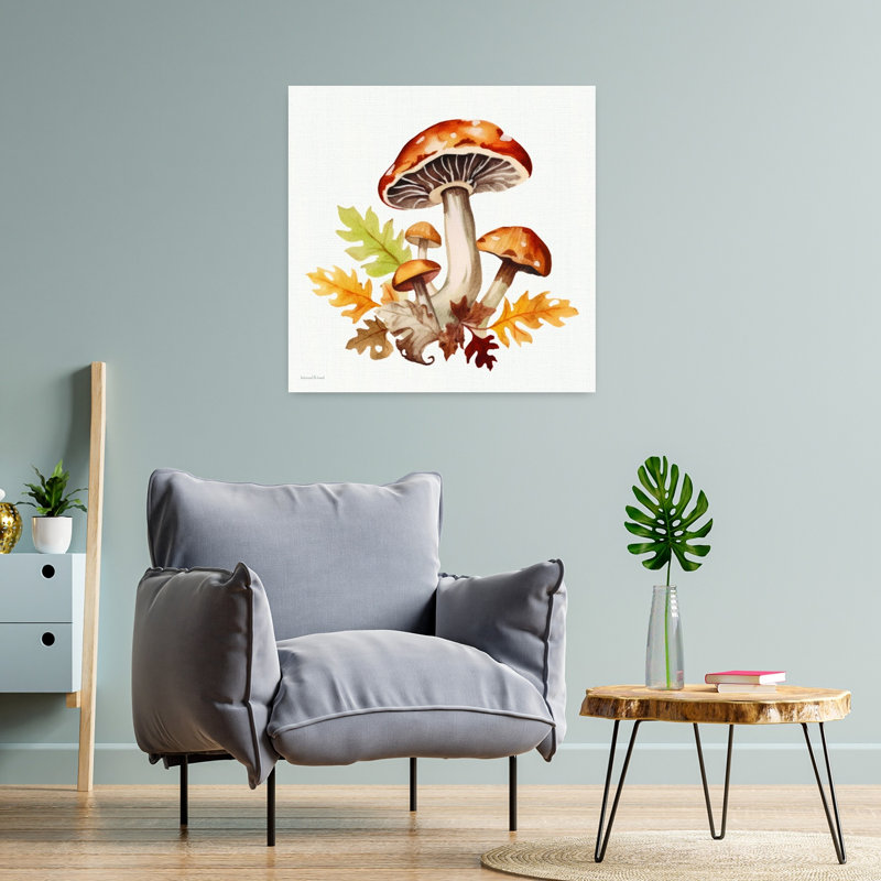 Chute de champignon d'automne, art mural automne forêt rustique contemporaine, H 24 po x l 24 po