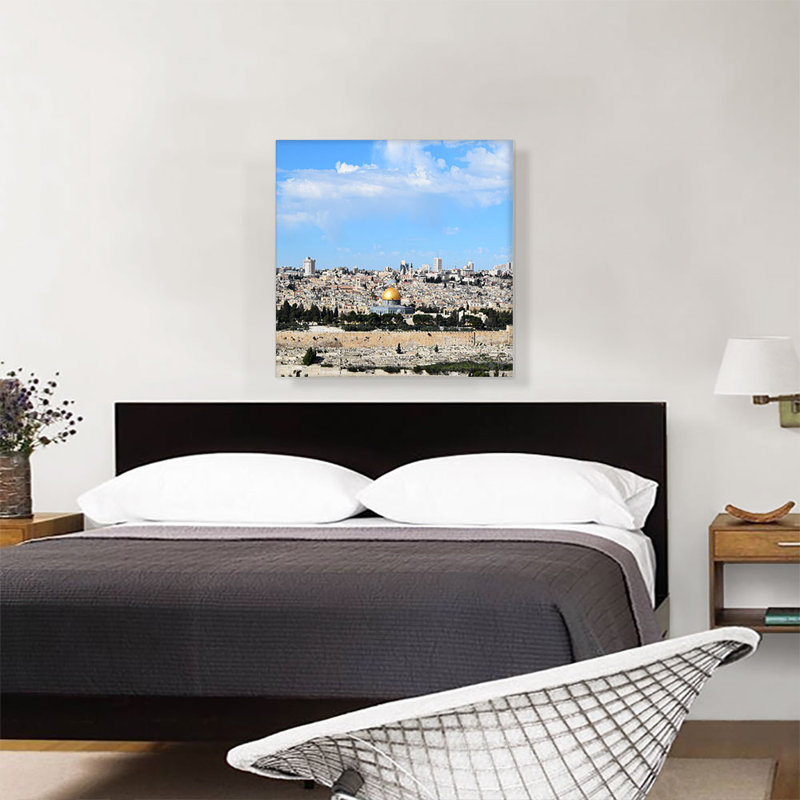 «Skyline» de Jérusalem, reproduction de photo sur toile tendue, H 26 po x l 26 po x P 1,5 po