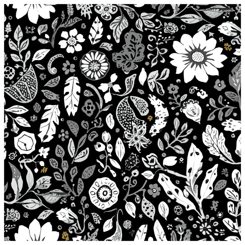Édredon noir à motif floral, Lit simple