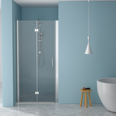 30"W X 72"H Shower Door With Folding Feature - Tempered Glass Inlet Water-, Space, Adjustable Aspect Framesless Door, Style, Exit Property