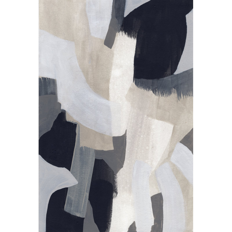 Neutral Veil I by June Erica Vess - Painting on Canvas, 91cm H x 61cm W, Black Floater Framed
