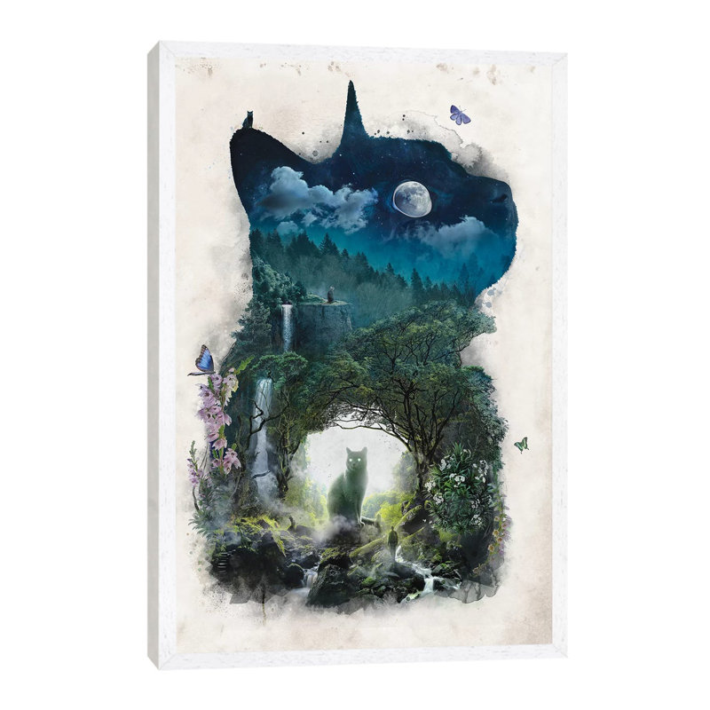 The Realm Of Cats by Barrett Biggers - Print on Canvas, 101.6 cm H x 66.04 cm W x 1.91 cm D, White Framed