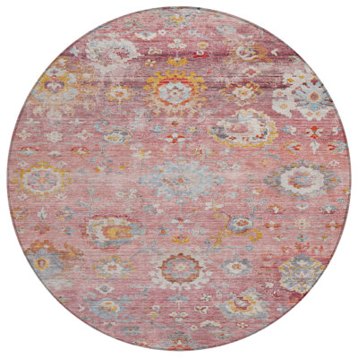 Machine Washable Indoor/Outdoor Chantille ACN1107 Pink Rug