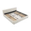 Très grand lit plateforme tapissier avec tiroirs de rangement, structure de lit en chenille moderne avec tête de lit capitonnée, beige