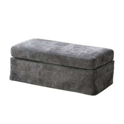 Wide Modern Upholstered Chenille Ottoman