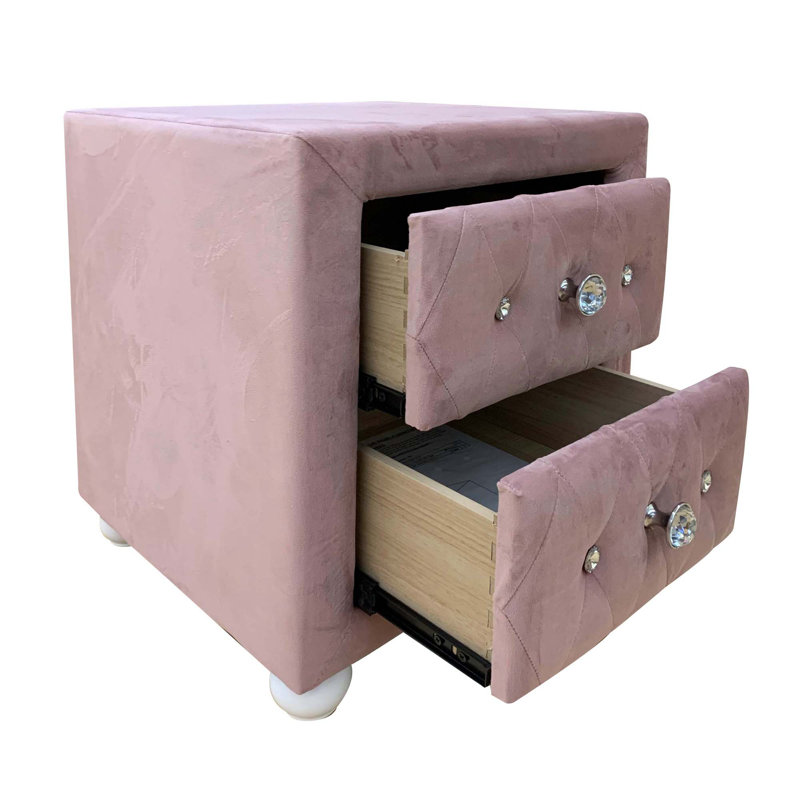 Table de chevet à 2 tiroirs sahily de couleur rose sahily