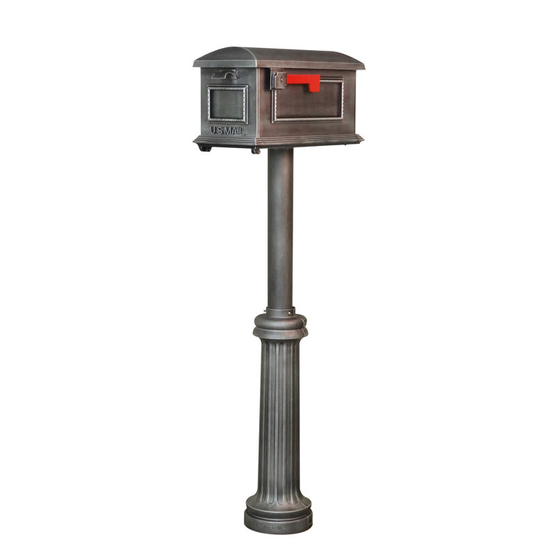 Aluminum Post Mounted Mailbox, Swedish Silver