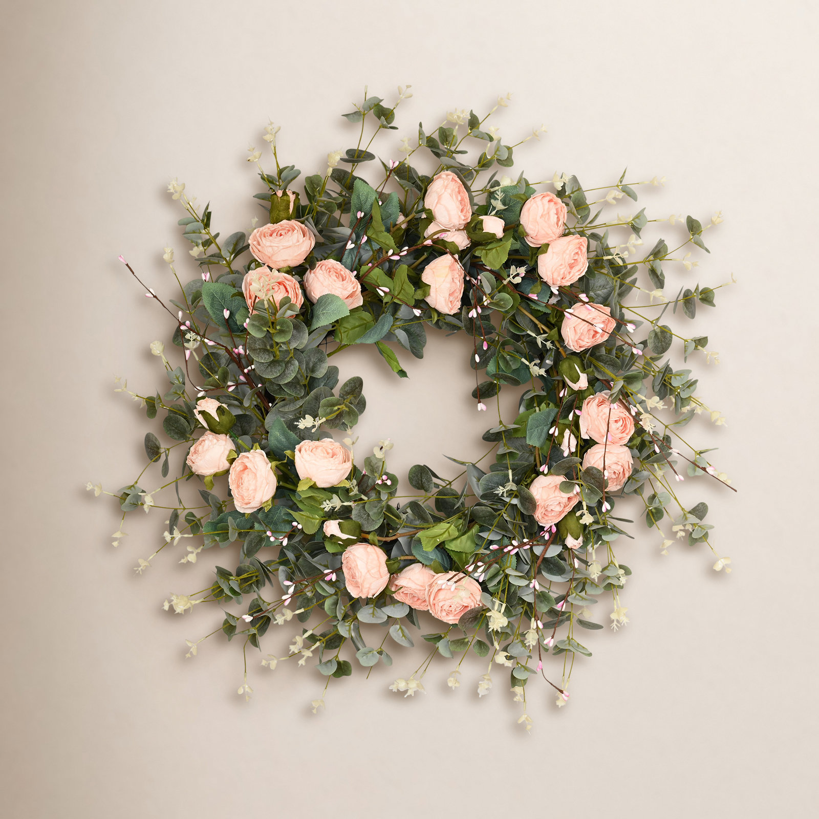 26'' W Artificial Wreath, Peach