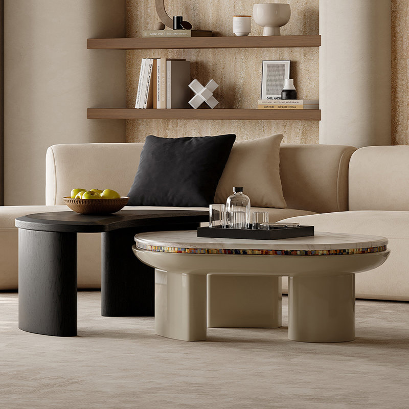 2-Piece Coffee Table Set with Marble Top
