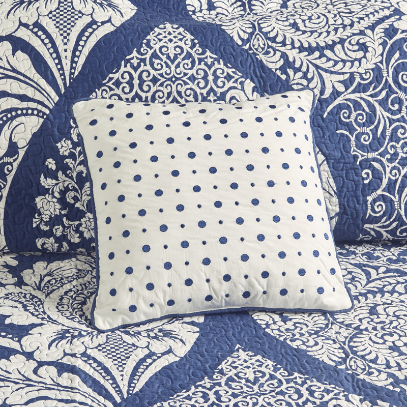 Indigo and White Cotton Reversible King Quilt Set