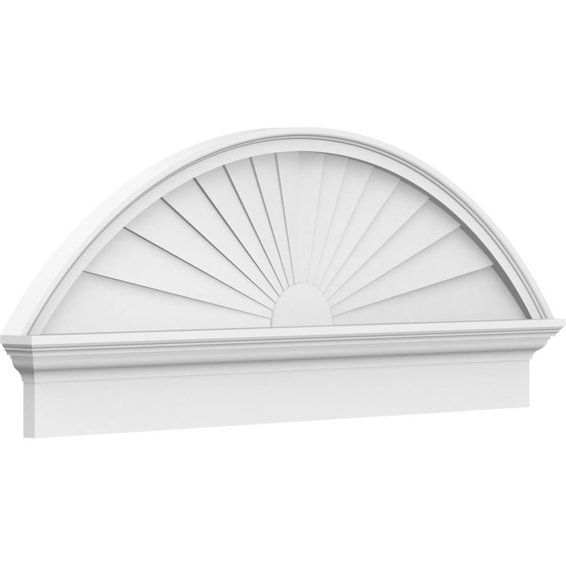 2-3/4"P Segment Arch Sunburst Architectural Grade PVC Combination Pediment, 12-7/8" H  x 24" W  x  2-3/4" D