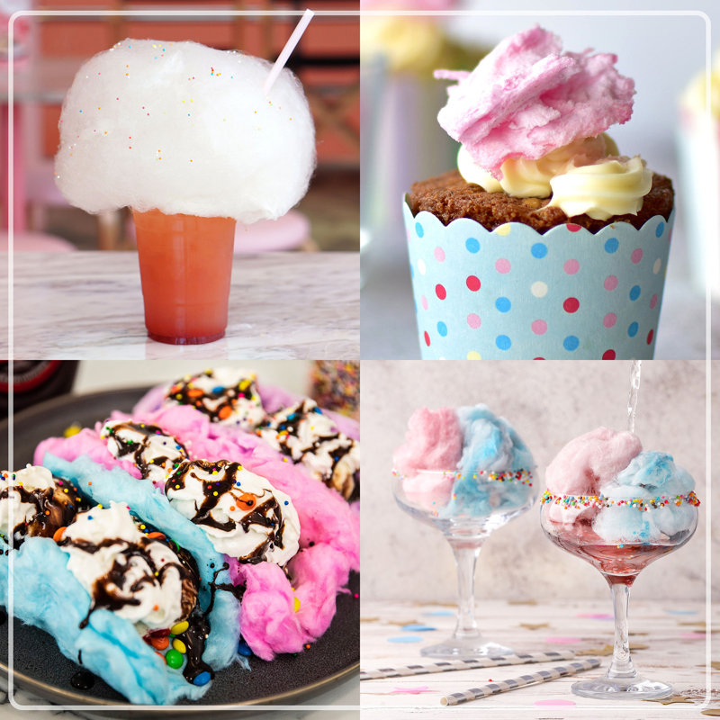 Nostalgia FSCC8 Cotton Candy Party Kit - Pink Vanilla, Blue Raspberry, Strawberry Flossing Sugars (7 oz. each) with Reusable Cones and Twist Ties