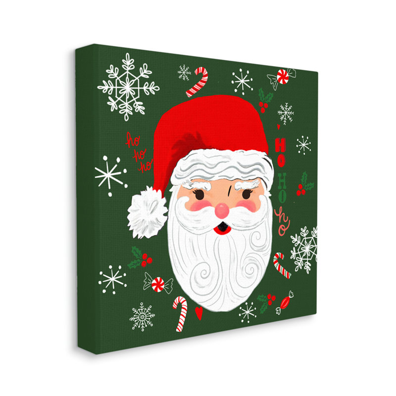 «Jolly Santa On Green» par Sharon Lee, H 30 po x l 30 po x P 1,5 po