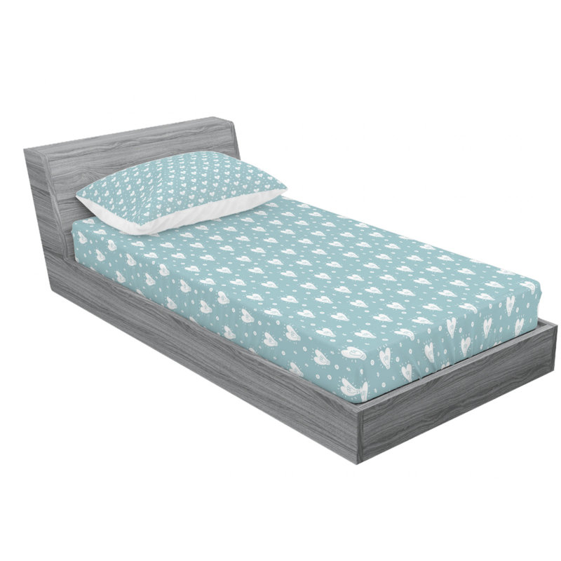 Scandinavian Microfiber Patterned Fitted Sheet, Twin Fitted Sheet with 1 Pillowcase