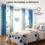 Ensemble de 9 pièces en microfibre bleu cyan à motif floral comprenant un couvre-lit, 2 taies d'oreiller et 6 panneaux de rideaux à œillets filtrant la lumière.-129255426