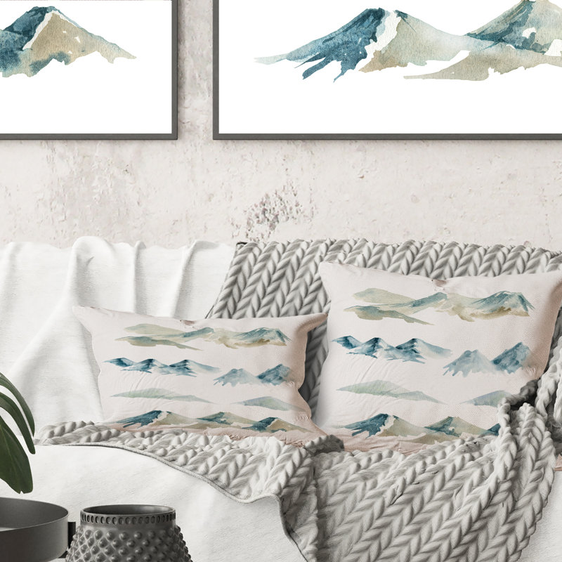 Blue High Mountainscapes - Coussin décoratif à imprimé traditionnel, 16 po x 16 po