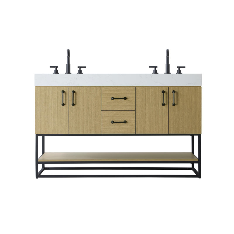 Meuble-lavabo double 54 po, Brun miel