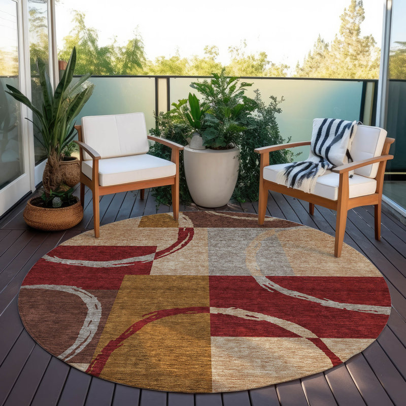 Tapis rectangulaire Aleh avec envers antidérapant, Rond 8 pi