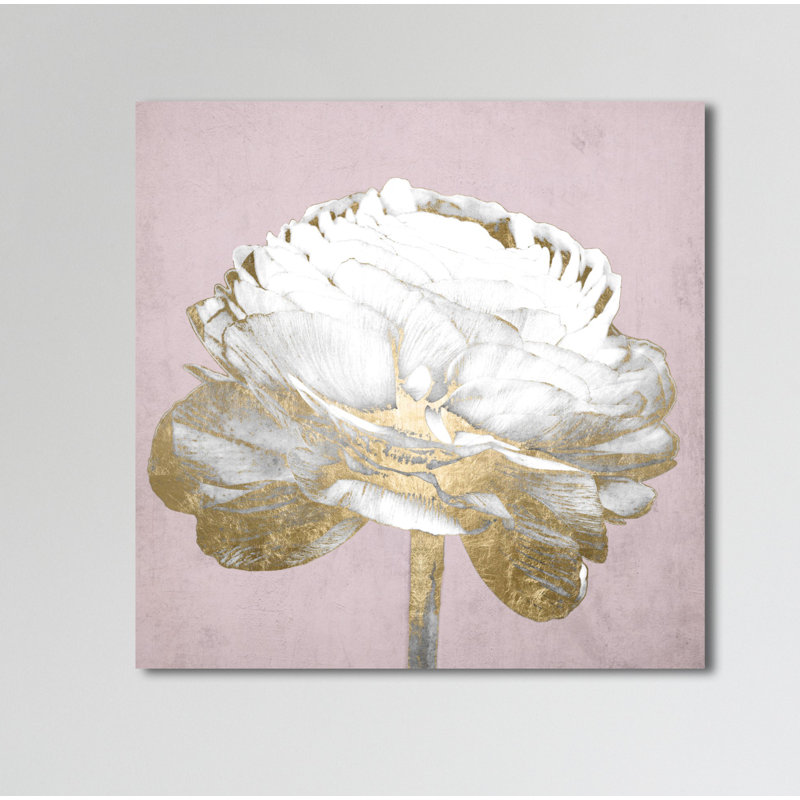 «Blush Gold Luxe Flower» par Oliver Gal, reproduction sur toile, H 50 po x l 50 po, Toile tendue