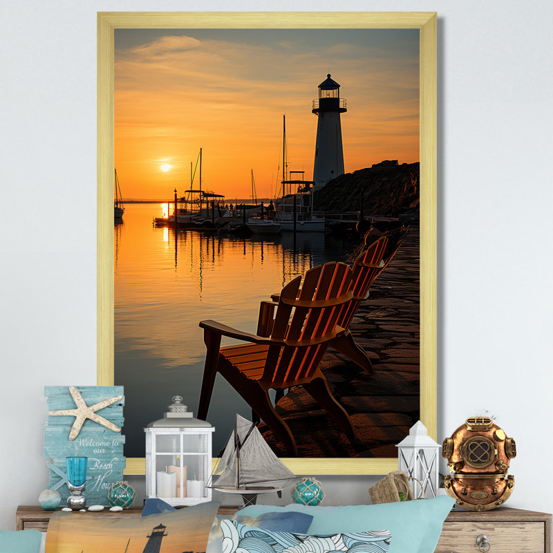 «Port Maritime Solace III», reproduction sur toile, H 20 po x l 12 po x P 1 po, Encadrement doré
