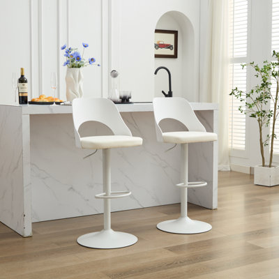 High Padded Swivel Adjustable Barstools(Set of 2)