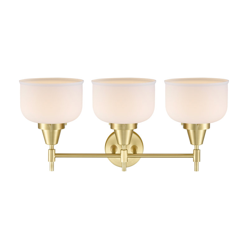 Éclairage pour meuble-lavabo à 3 lumières à intensité variable Gayle, Laiton satiné, Ampoule DEL rétro 4 watts, Blanc mat