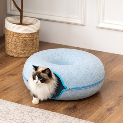 Grand lit tunnel pour chats d'intérieur