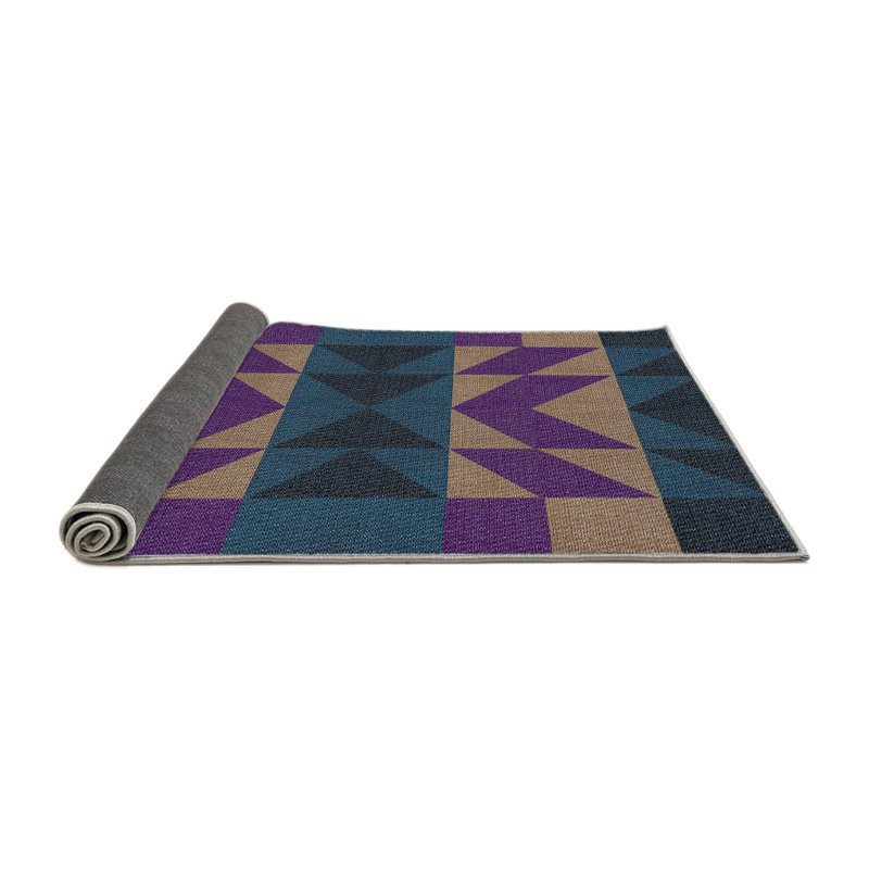 Tapis brun/bleu/mauve à motifs, Rond 4 pi