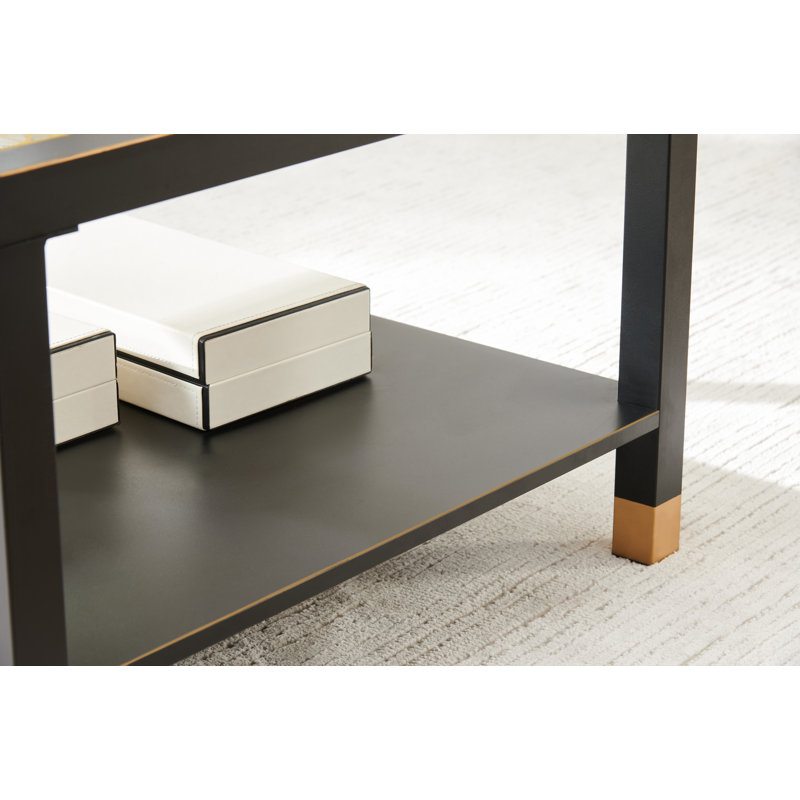 Table basse en verre avec rangement, Noir, noir, noir, noir