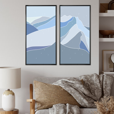 «Vintage Landscape in Shades of Blue I», ensemble de 2 reproductions