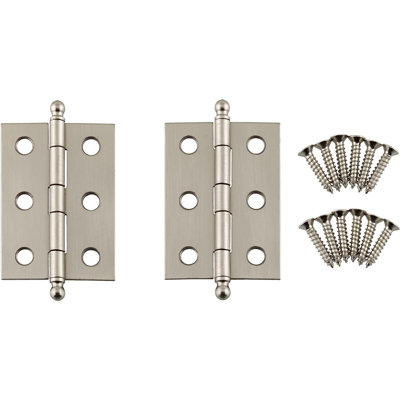 Petites charnières bout à bout avec embouts sphériques (2 po de haut x 1 3/8 po de large)