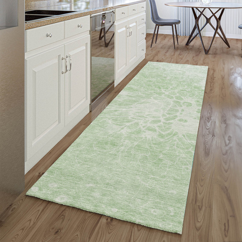 Premium Machine Washable Arnette Mint Rug, Runner 2'3" x 7'6"