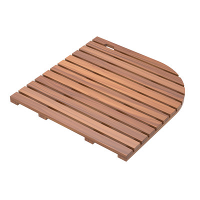 Tapis de salle de bain en bois de teck massif, tapis antidérapant en forme d'éventail