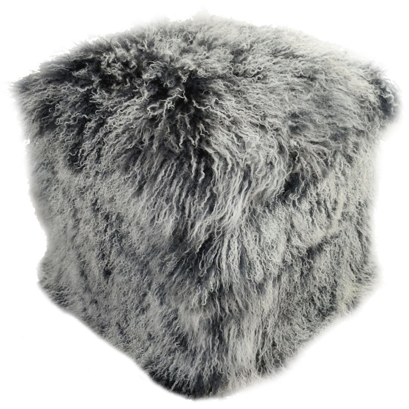 Tibetan Square Pouf, Gray 