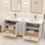 Meuble-lavabo double autoportant 72 po avec plateau en quartz blanc Rooh-92872003