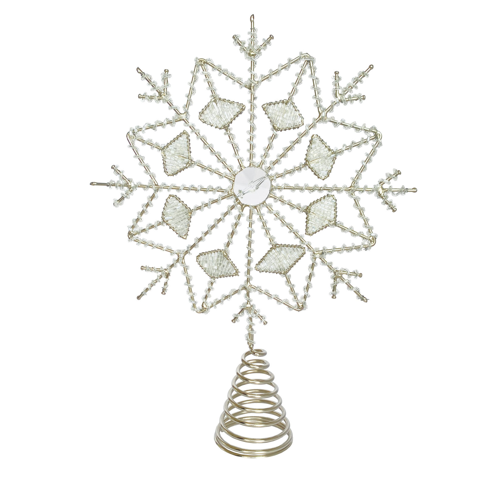 Metal & Glass Beaded Snowflake Tree Topper